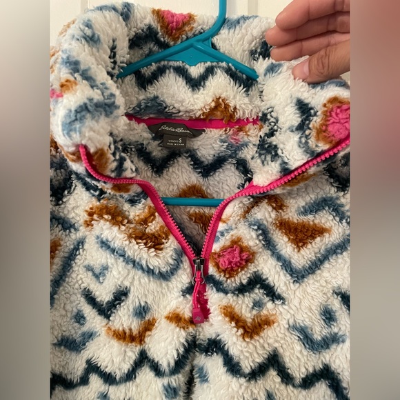 EDDIE BAUER Aztec print teddy bear 1/4 zip fleece Sz S - Picture 5 of 8